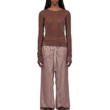 T-shirt a manica lunga in marrone 