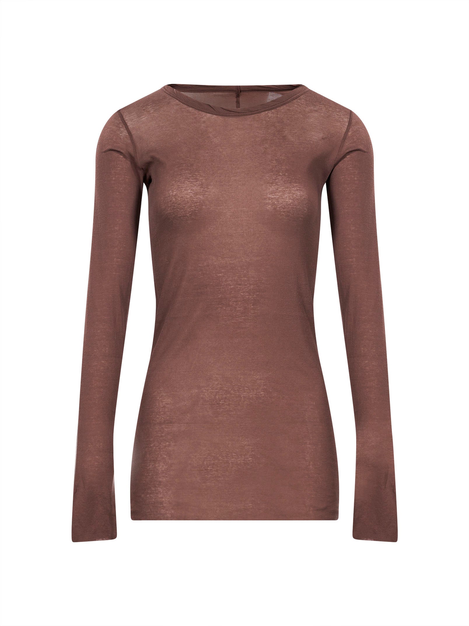 T-shirt a manica lunga in marrone 