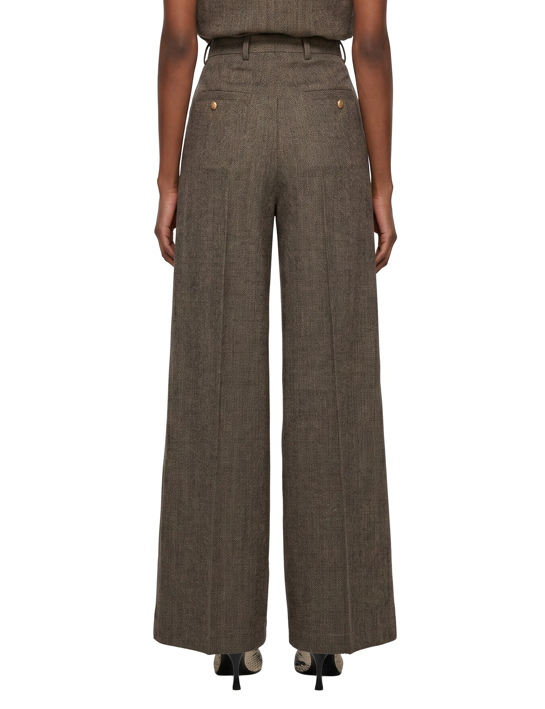 Pantaloni sartoriali a gamba ampia in marrone 