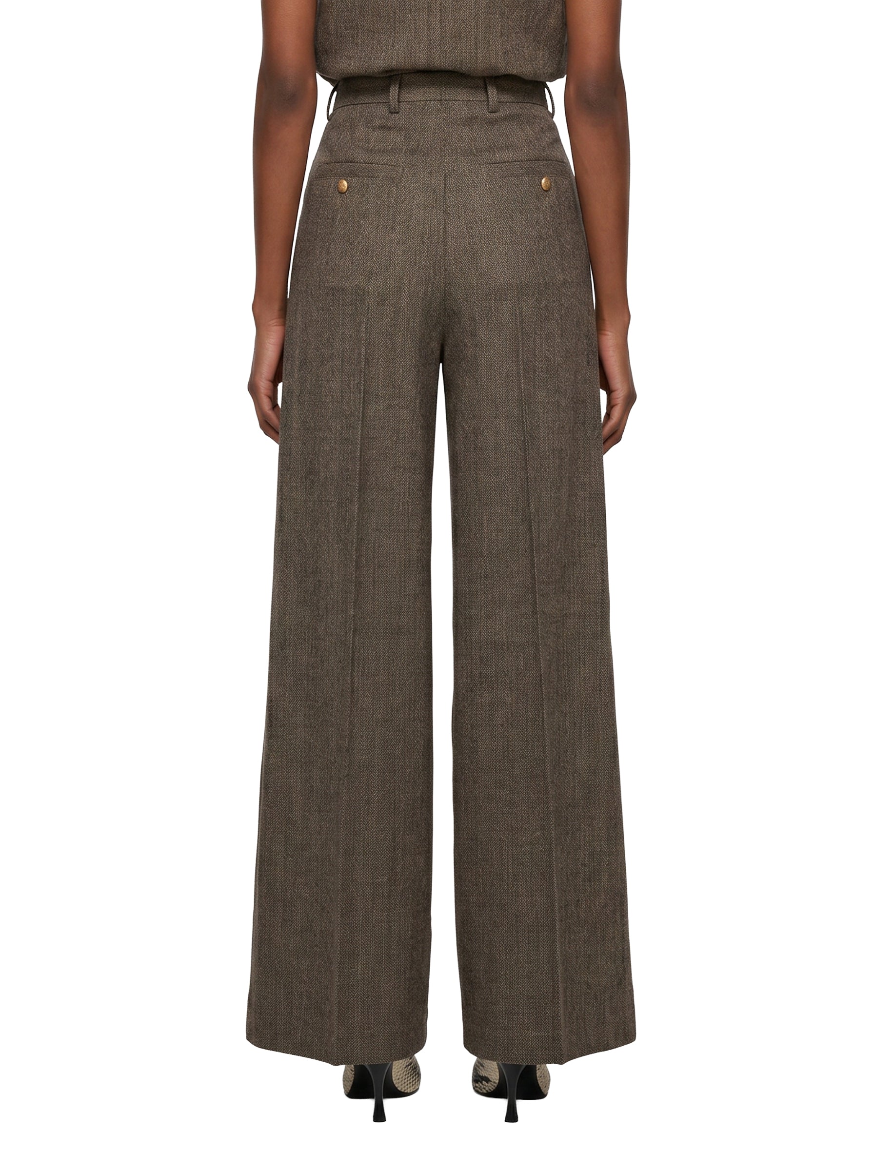 Pantaloni sartoriali a gamba ampia in marrone 