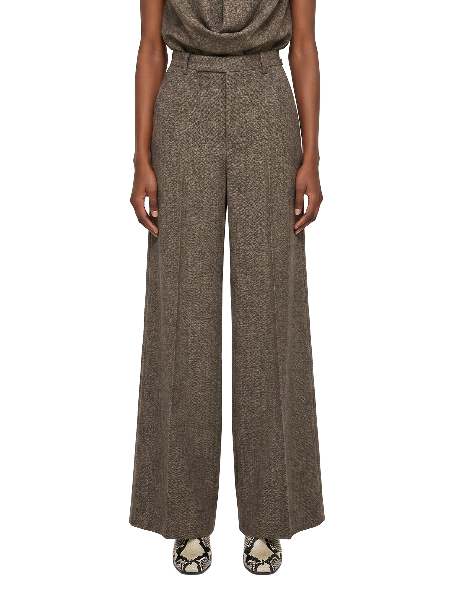 Pantaloni sartoriali a gamba ampia in marrone 