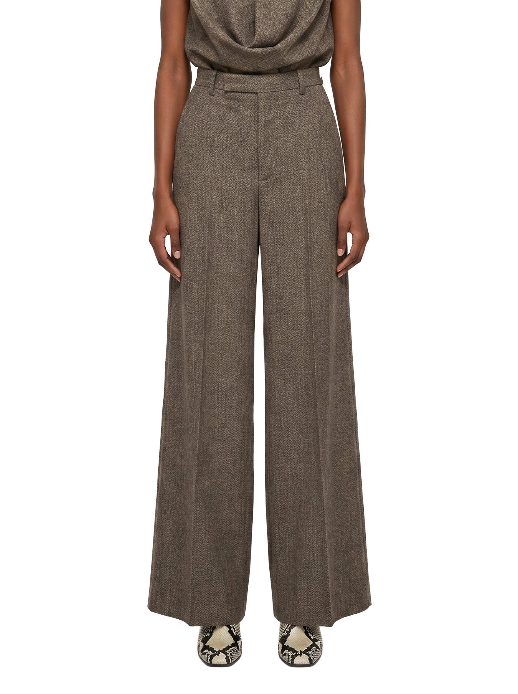 Pantaloni sartoriali a gamba ampia in marrone 