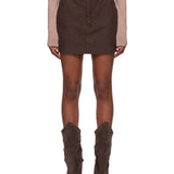 Minigonna Firbanks in pelle in marrone 