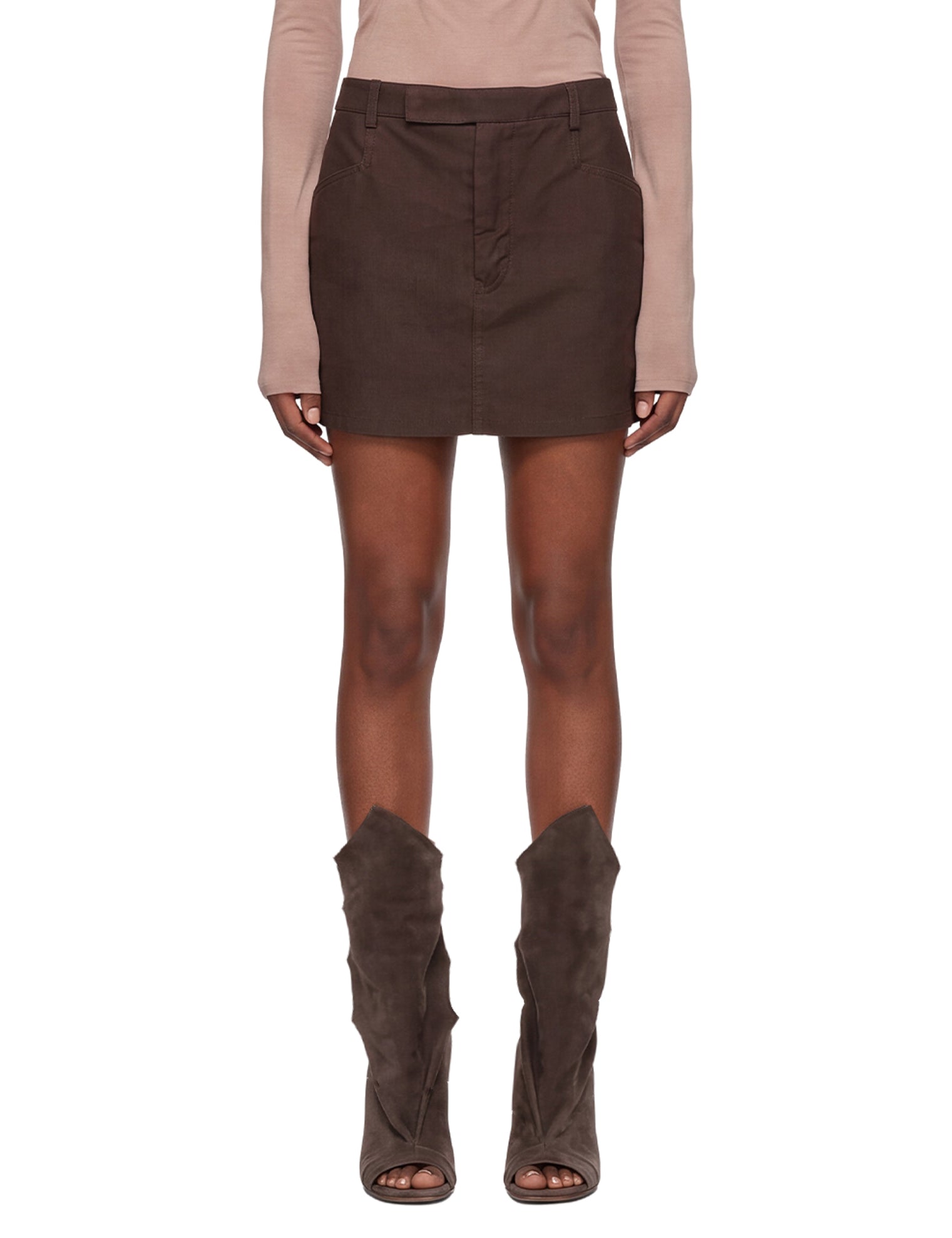Minigonna Firbanks in pelle in marrone 