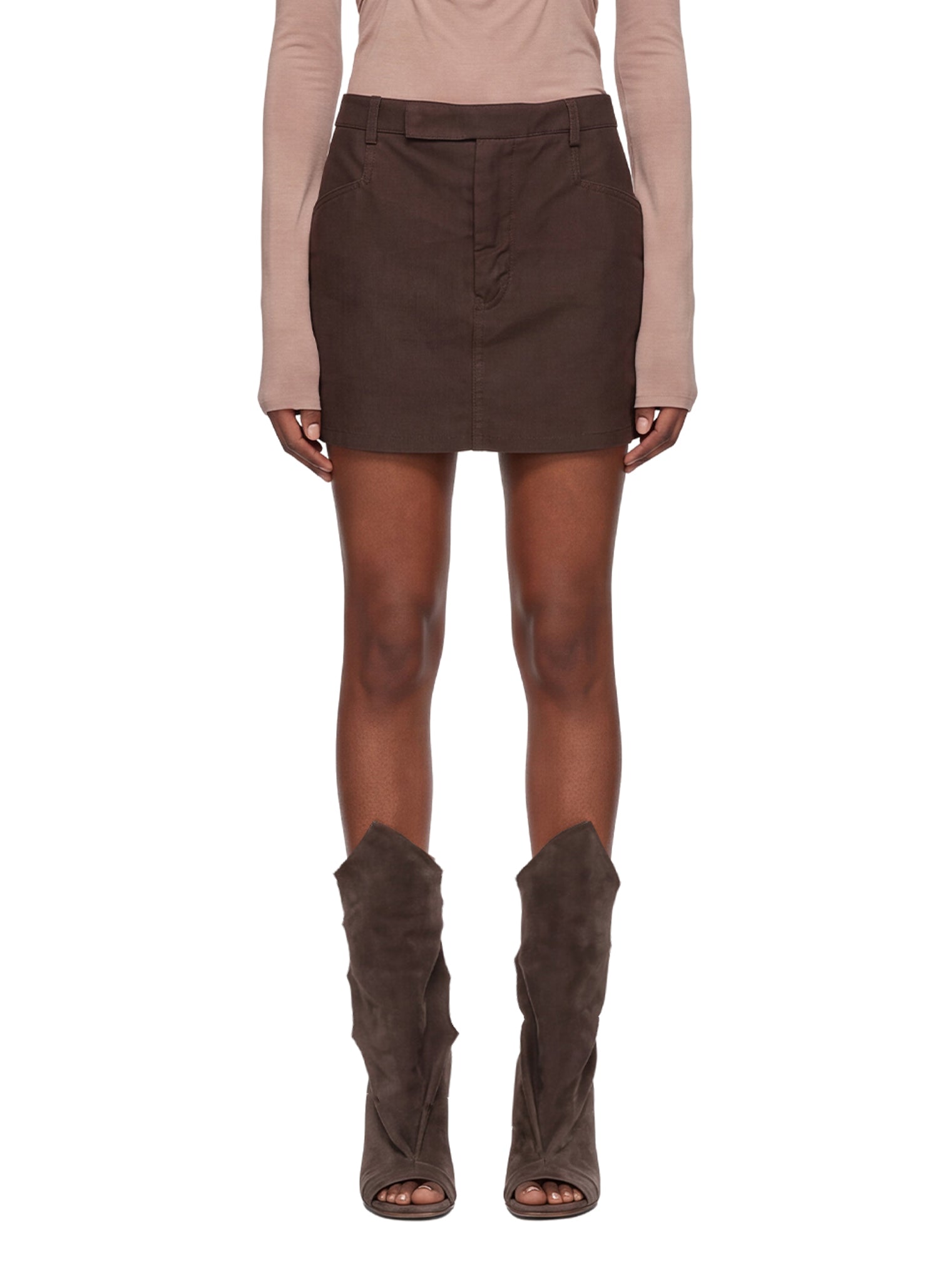 Minigonna Firbanks in pelle in marrone 