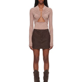 Minigonna Firbanks in pelle in marrone 