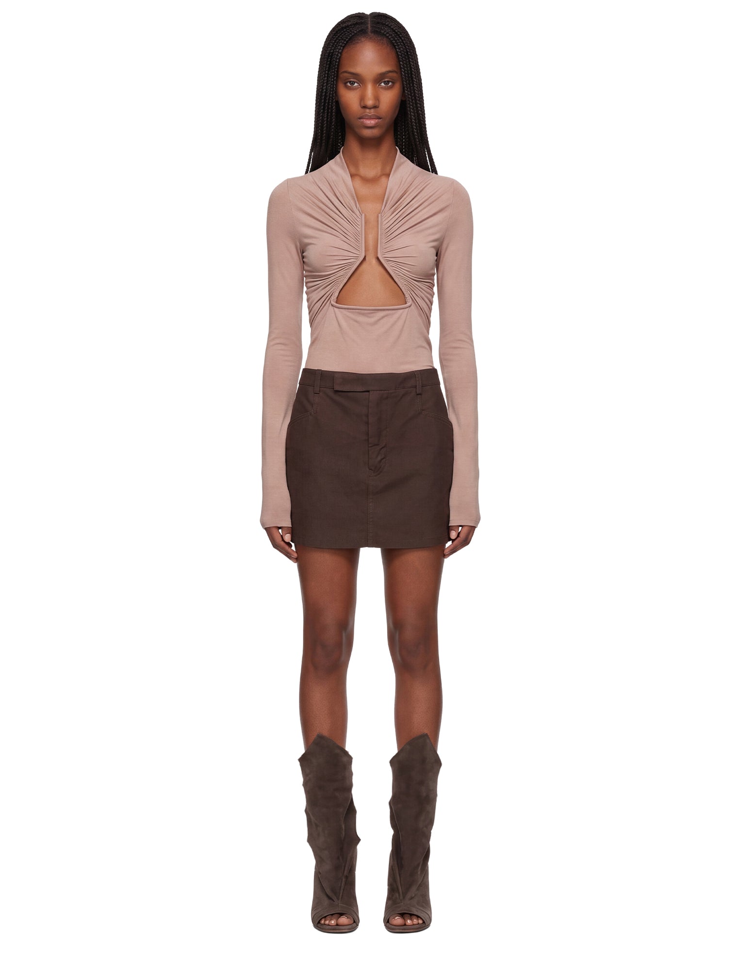 Minigonna Firbanks in pelle in marrone 