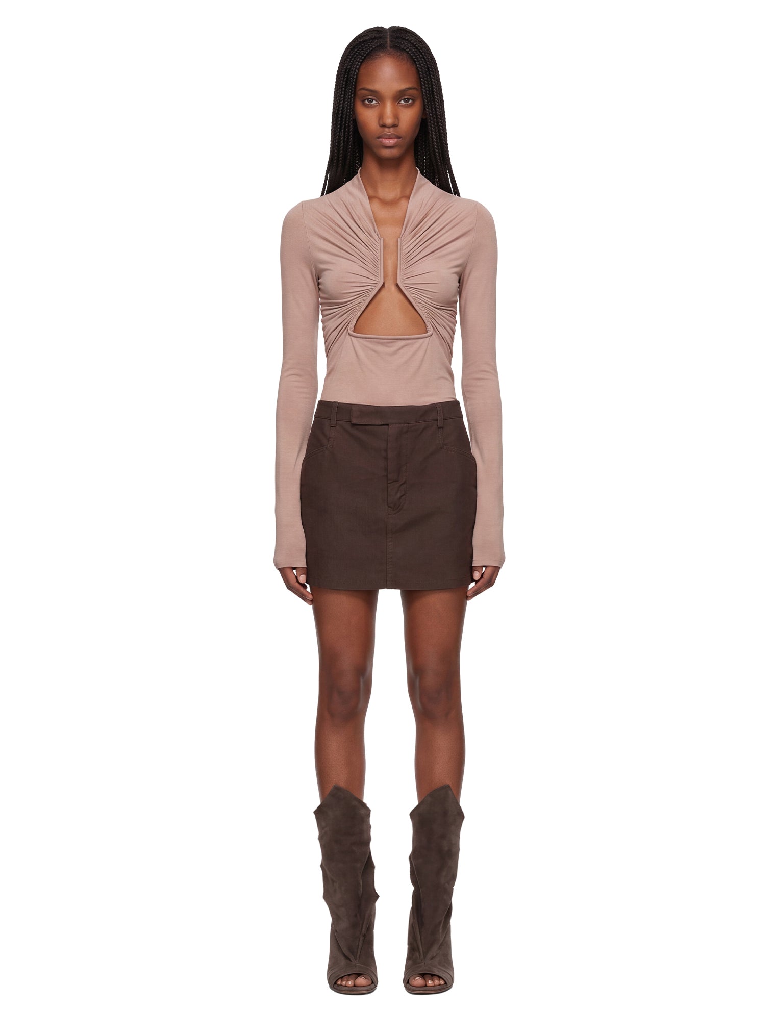 Minigonna Firbanks in pelle in marrone 