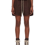 Shorts in pelle di agnello con spacchi in marrone 