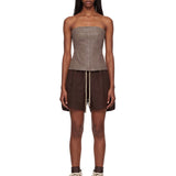 Shorts in pelle di agnello con spacchi in marrone 