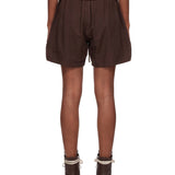 Shorts in pelle di agnello con spacchi in marrone 