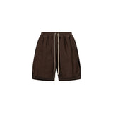 Shorts in pelle di agnello con spacchi in marrone 
