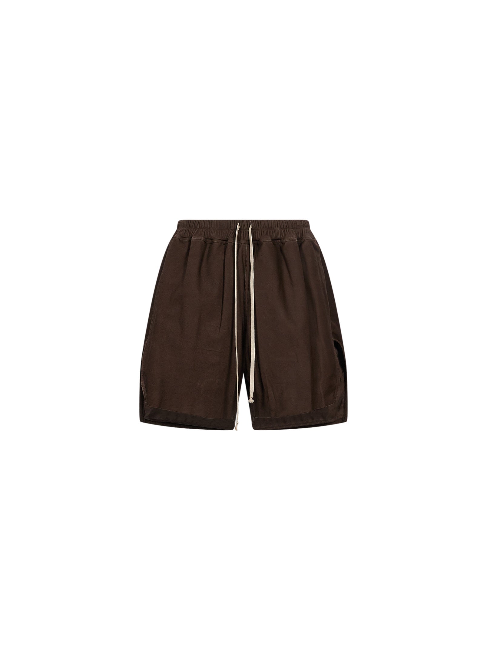 Shorts in pelle di agnello con spacchi in marrone 