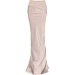 Gonna lunga con finitura satinata in beige 
