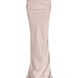 Gonna lunga con finitura satinata in beige 