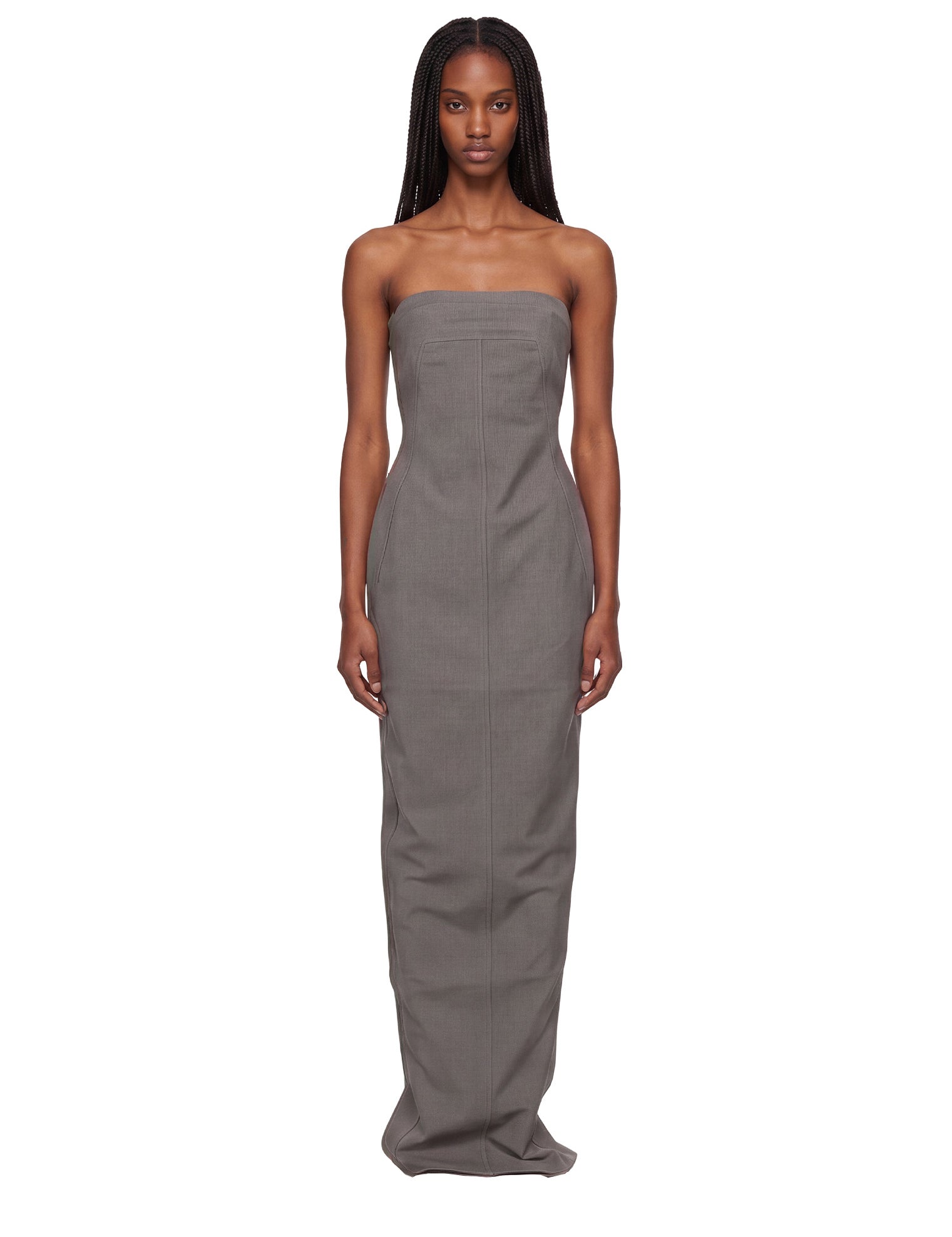Abito maxi bustier in grigio 