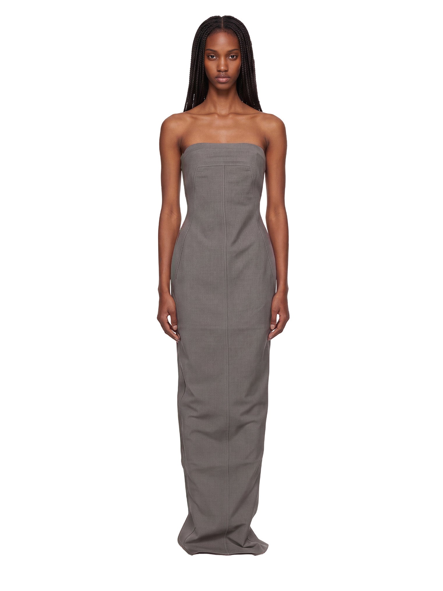 Abito maxi bustier in grigio 