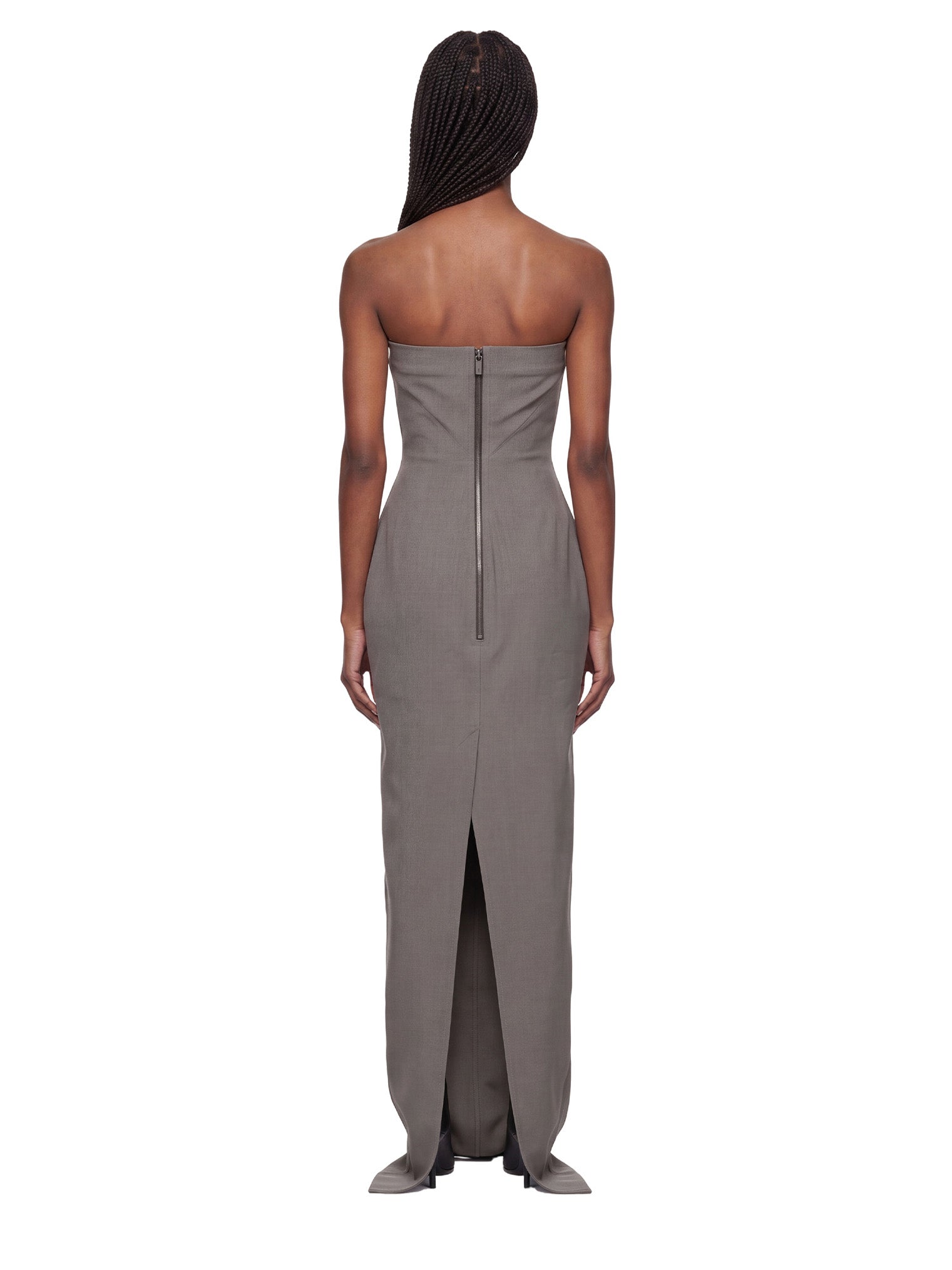 Abito maxi bustier in grigio 