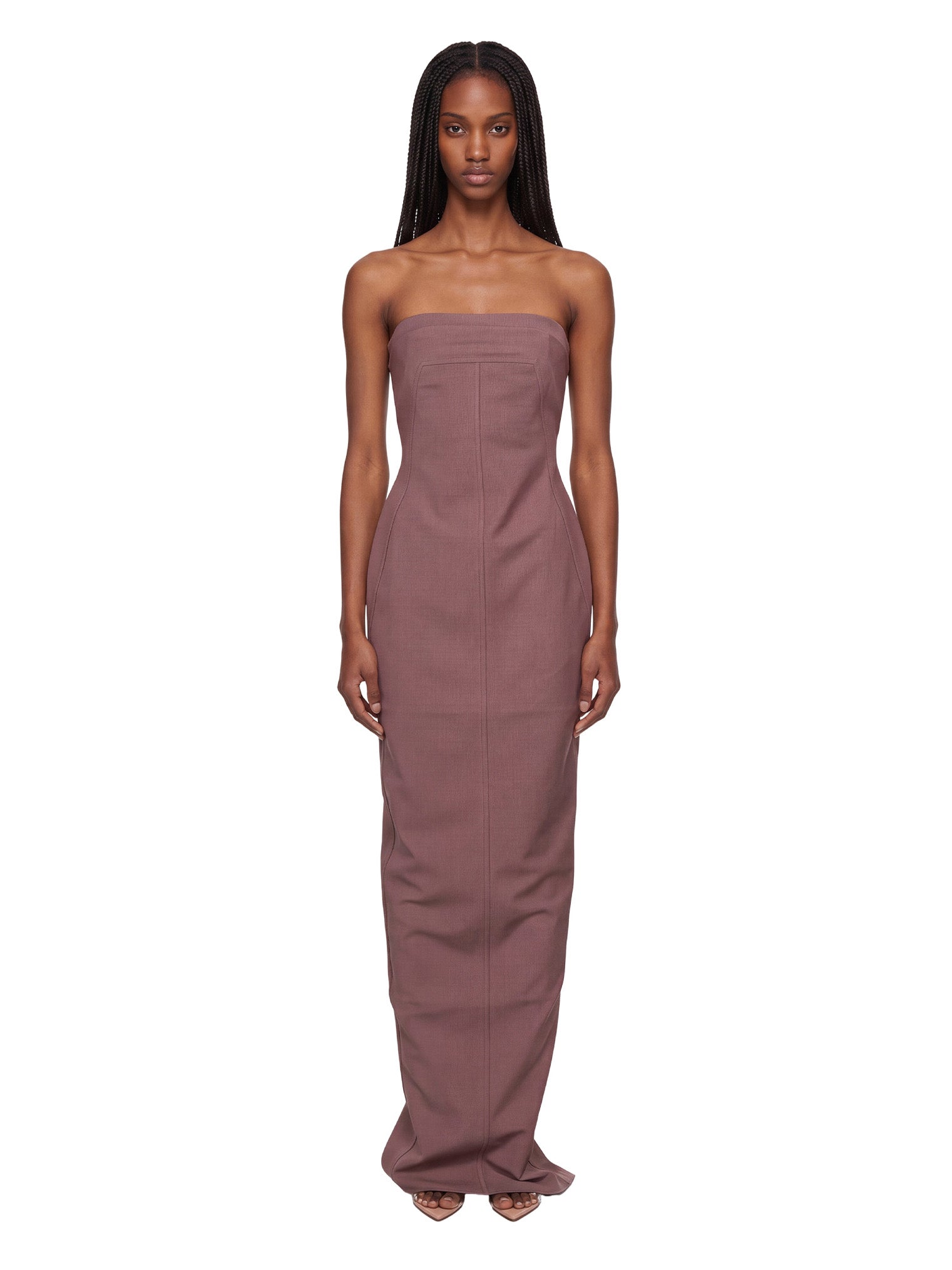 Abito maxi bustier in grigio 