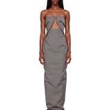 Abito lungo Prong Gown con dettaglio cut-out in grigio 