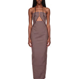Abito lungo Prong Gown con dettaglio cut-out in viola 