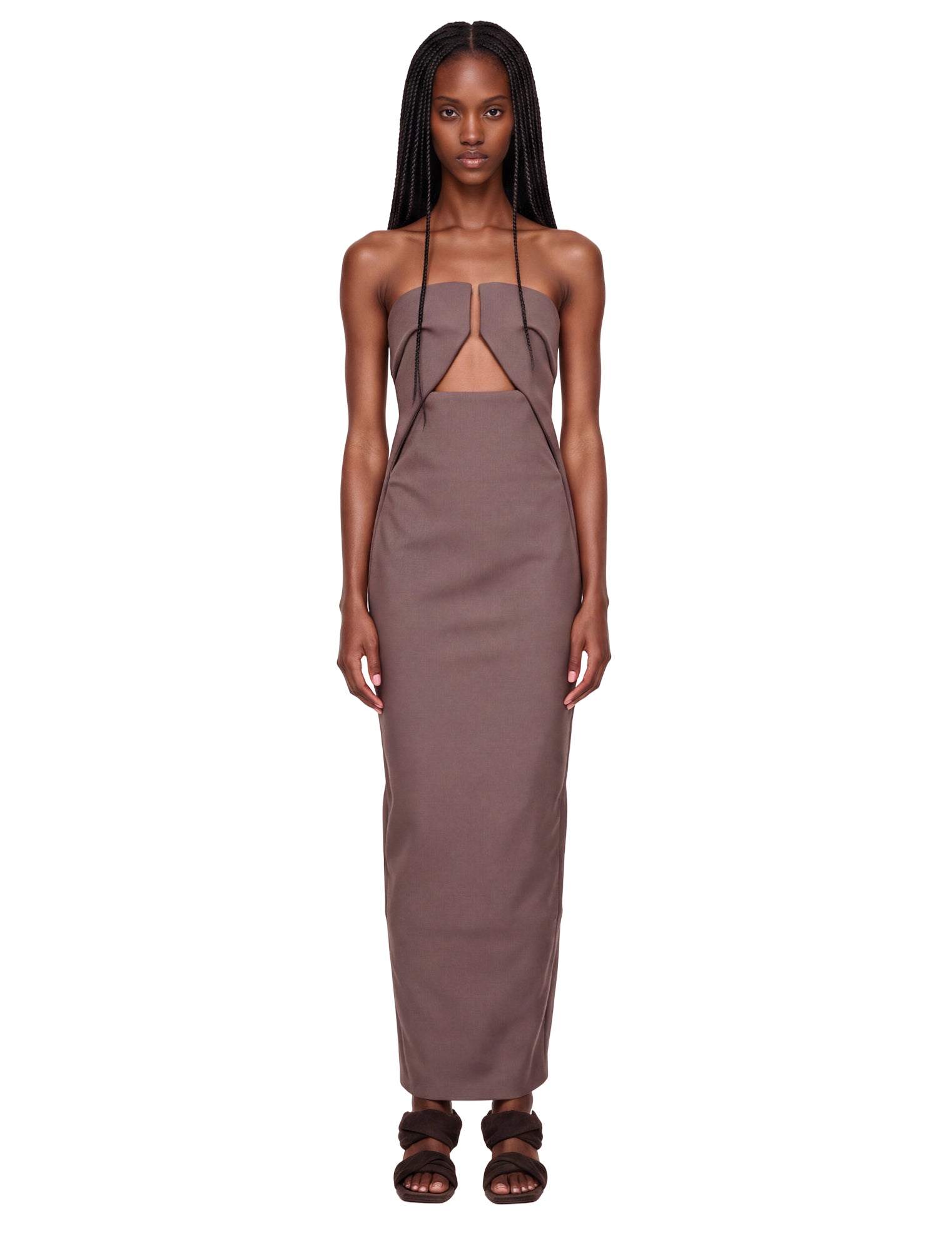 Abito lungo Prong Gown con dettaglio cut-out in bordeaux 