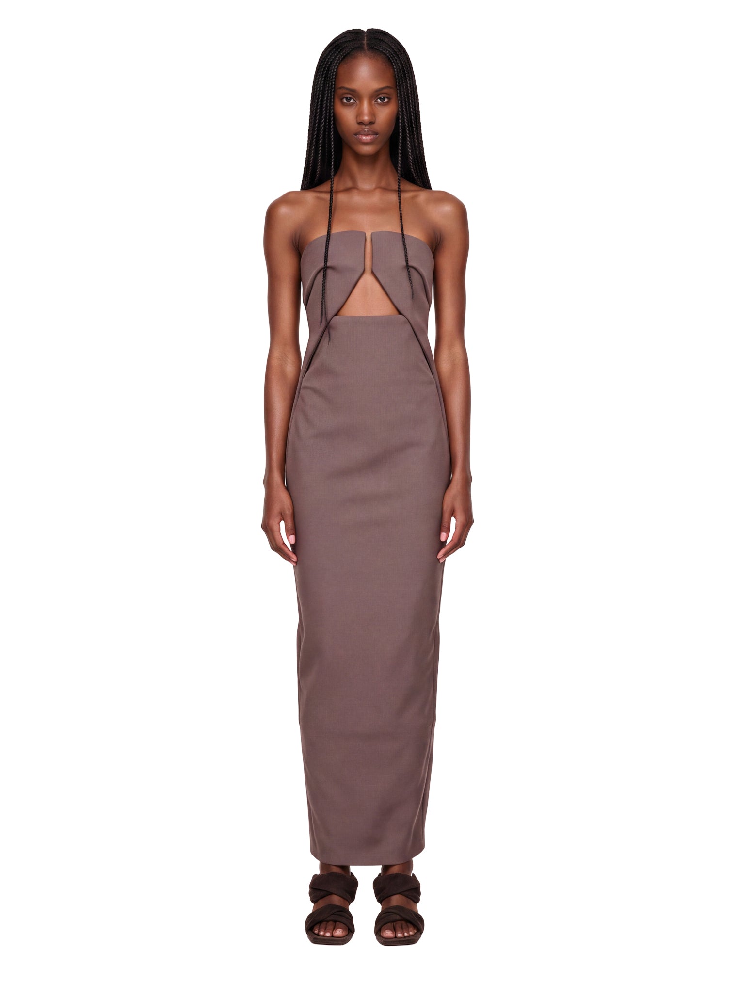Abito lungo Prong Gown con dettaglio cut-out in viola 
