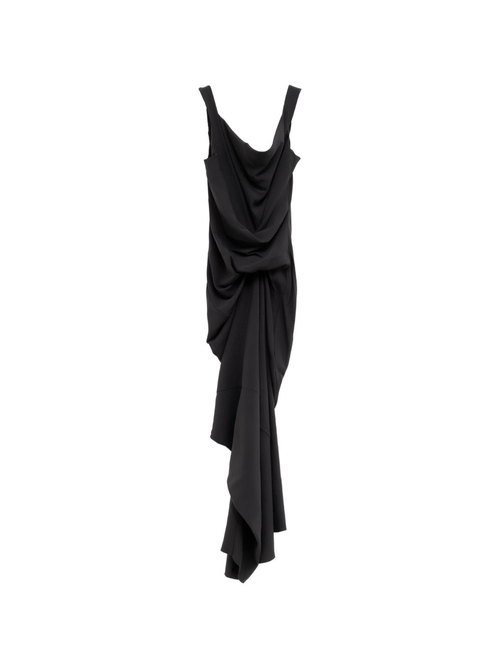 Abito drappeggiato asimmetrico in nero 