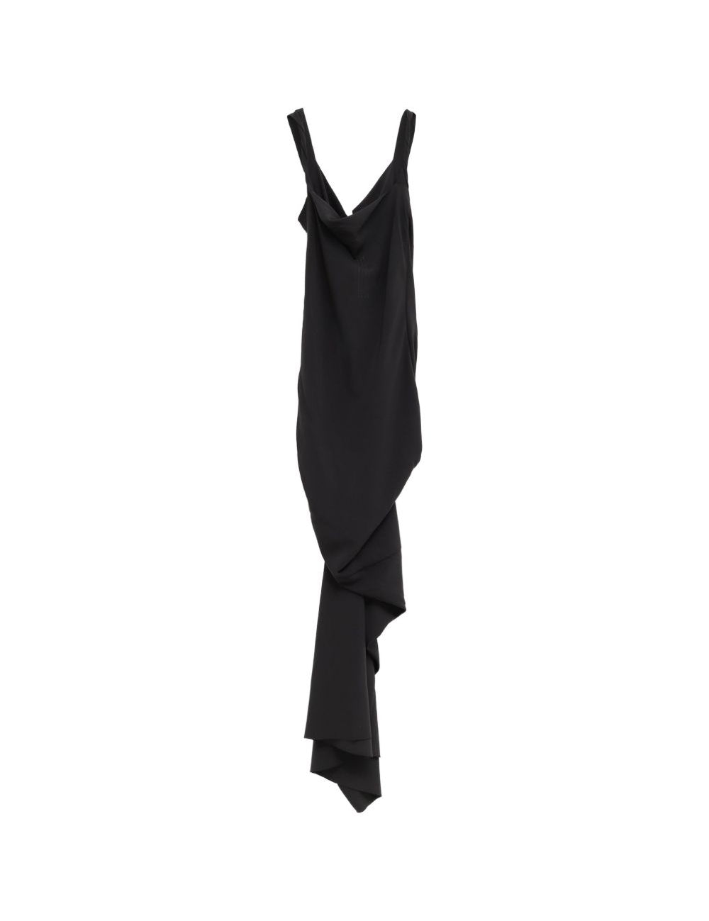 Abito drappeggiato asimmetrico in nero 