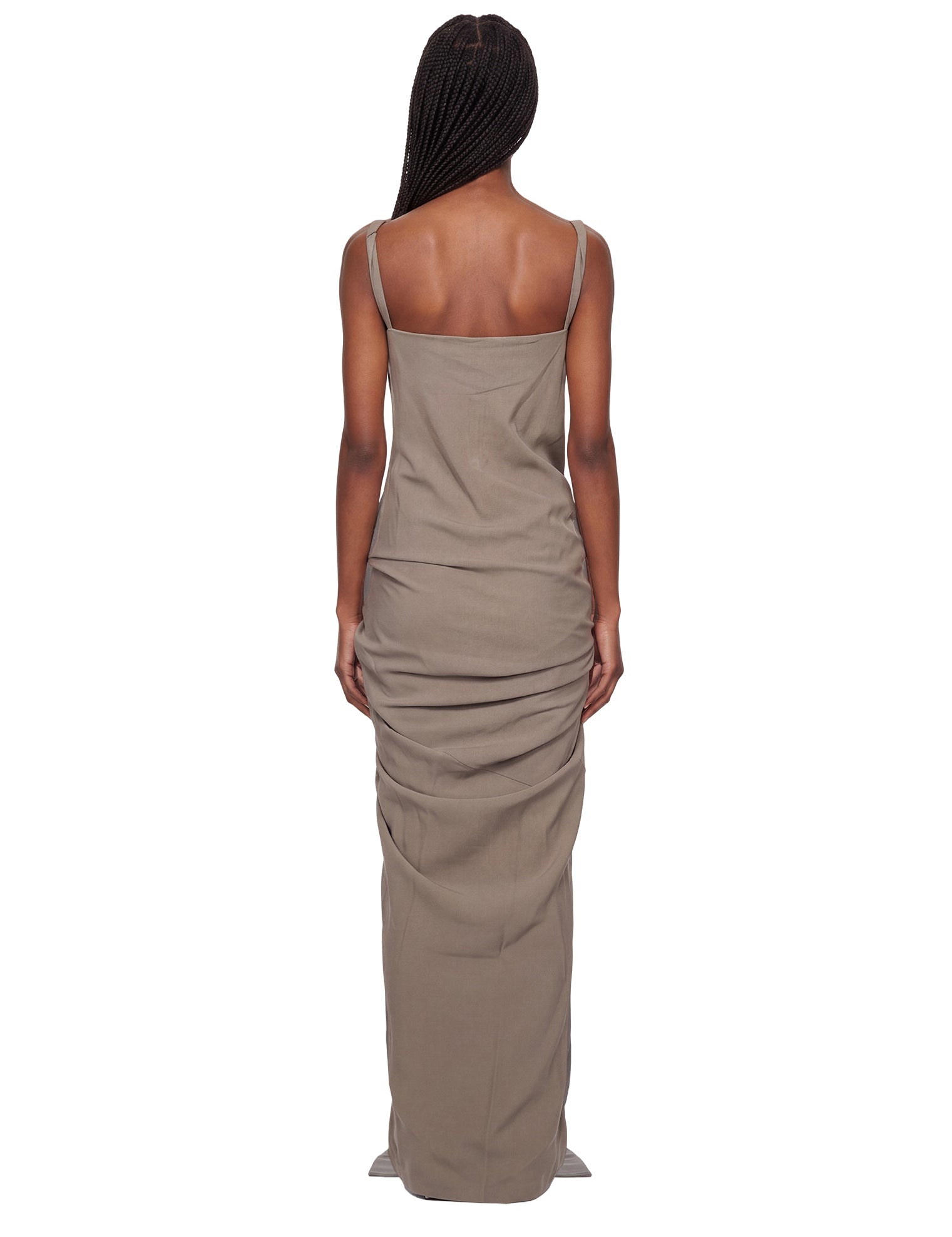 Abito maxi strutter con drapeggio in grigio 