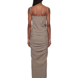 Abito maxi strutter con drapeggio in grigio 