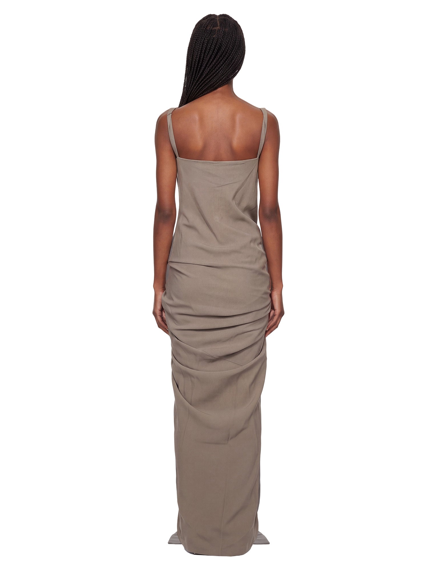 Abito maxi strutter con drapeggio in grigio 