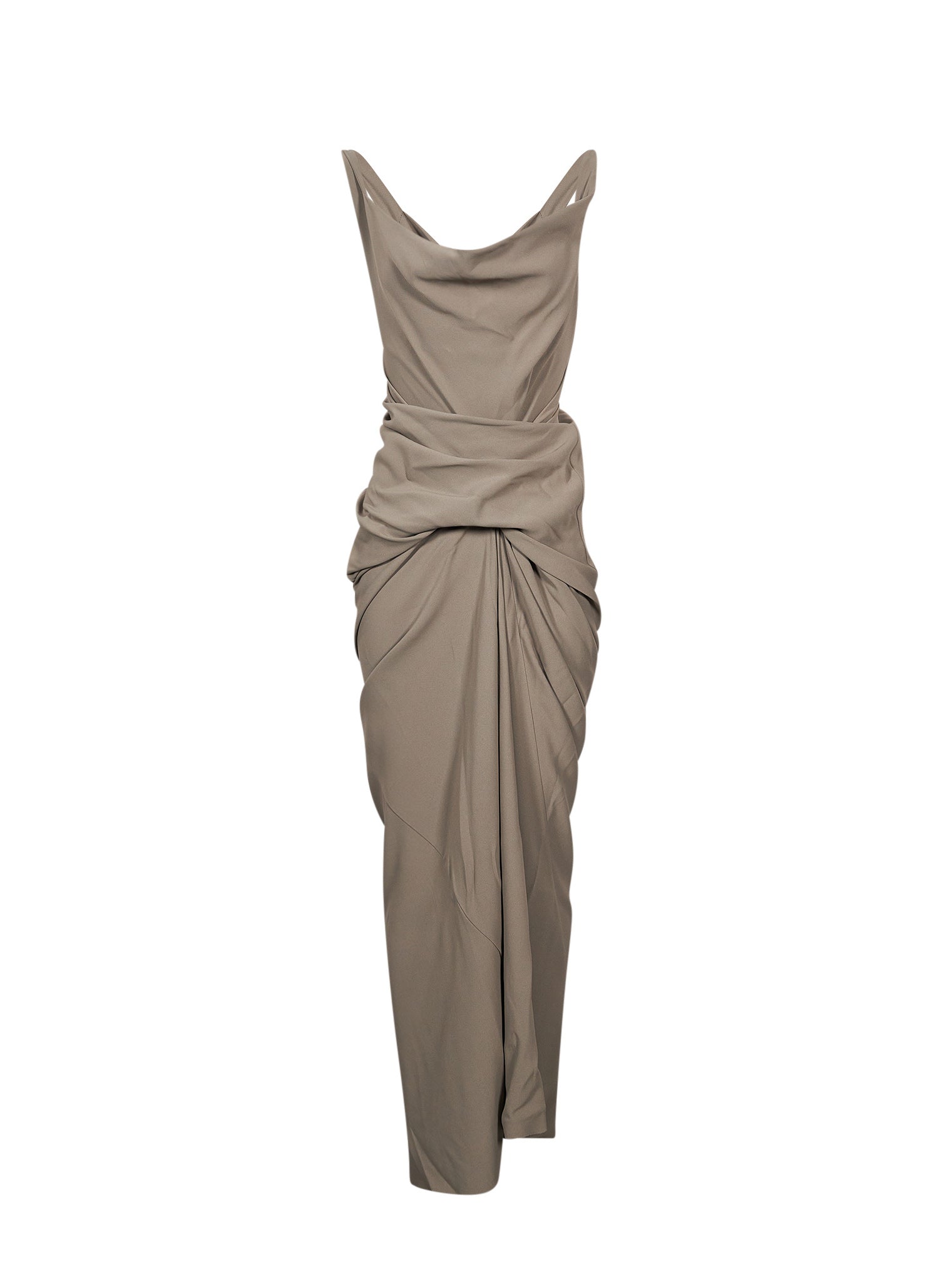 Abito maxi strutter con drapeggio in grigio 