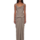 Abito maxi strutter con drapeggio in grigio 
