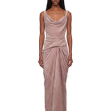 Abito con drapeggio in rosa 