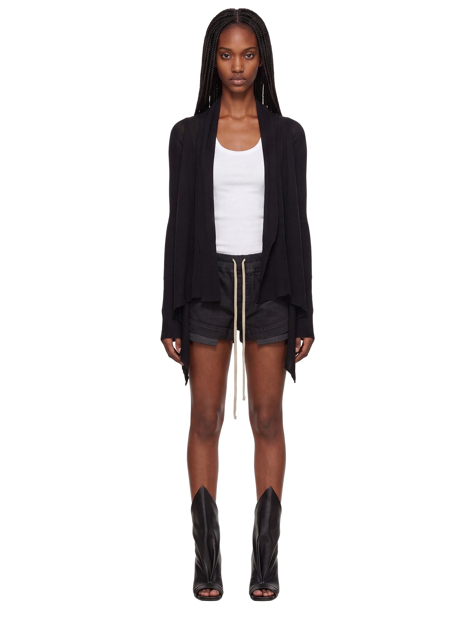 Cardigan con orlo asimmetrico in nero 