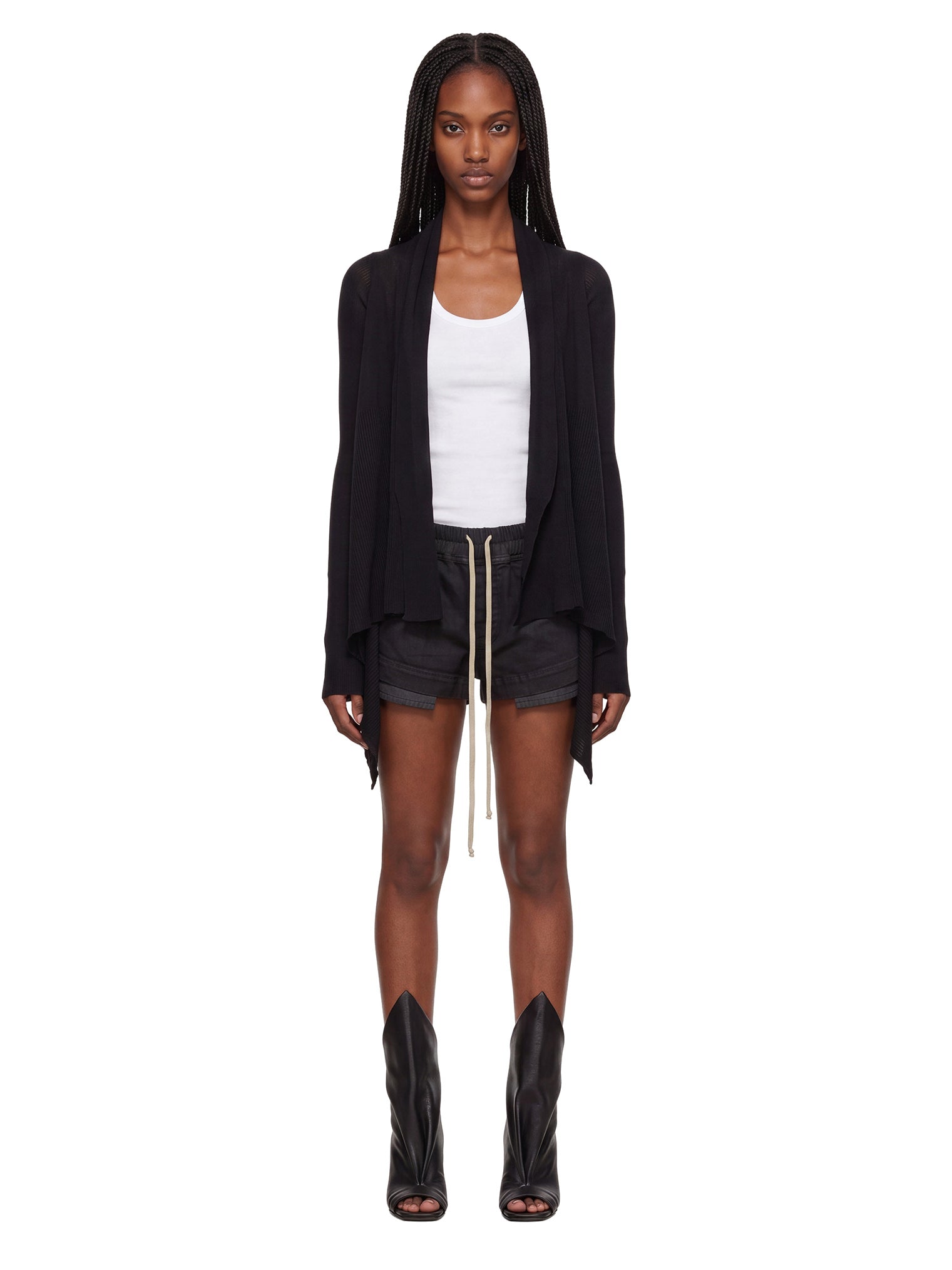 Cardigan con orlo asimmetrico in nero 