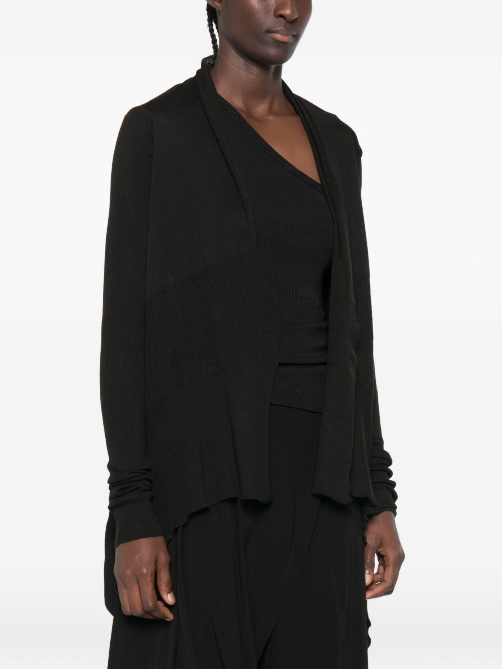 Cardigan con orlo asimmetrico in nero 