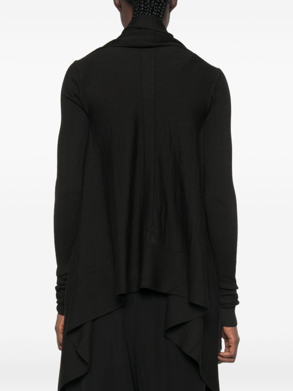 Cardigan con orlo asimmetrico in nero 