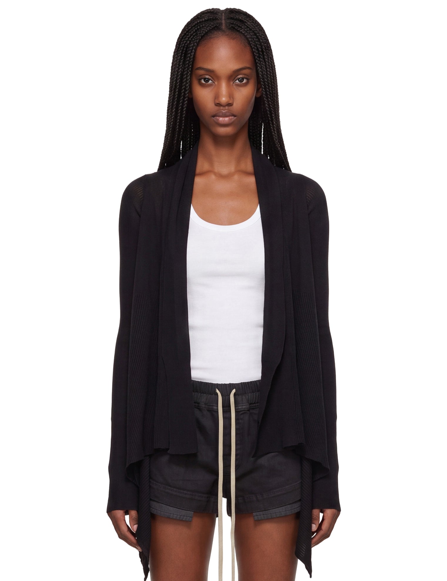 Cardigan con orlo asimmetrico in nero 