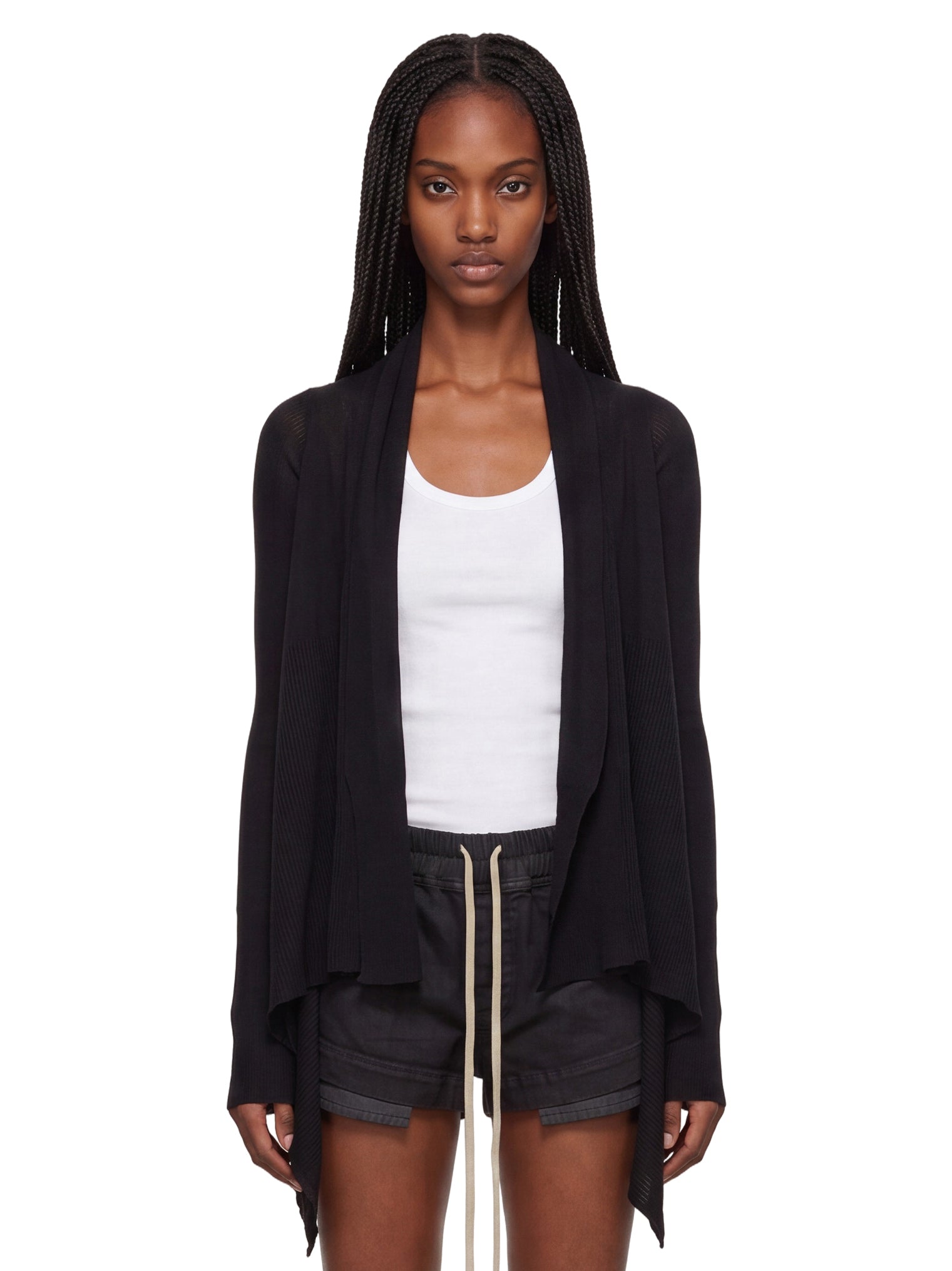 Cardigan con orlo asimmetrico in nero 