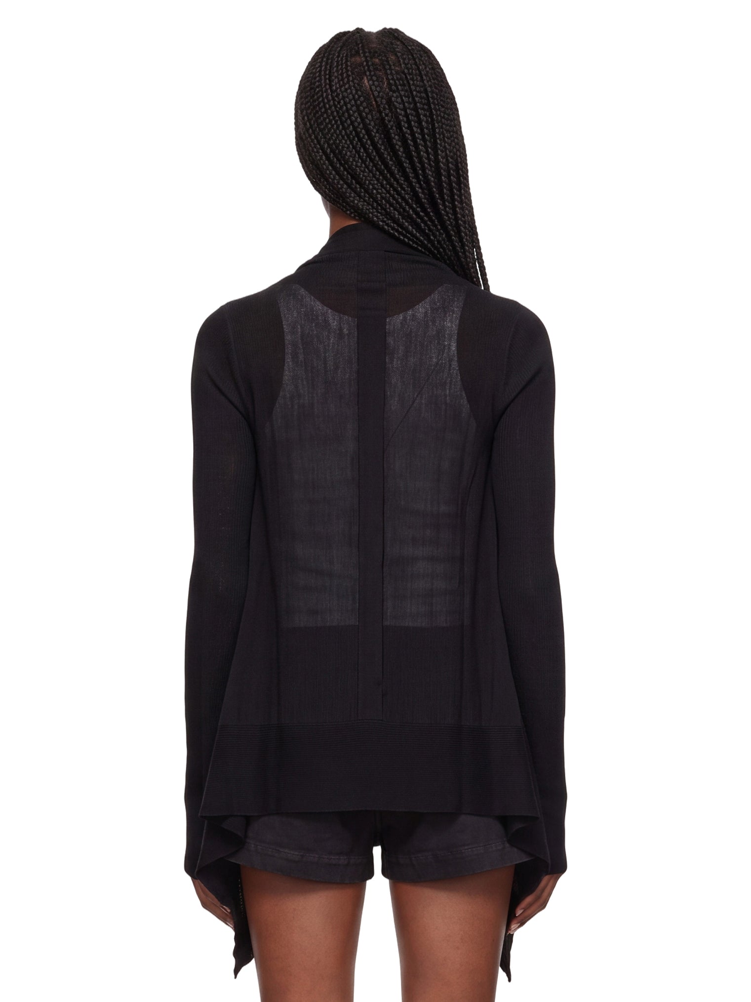 Cardigan con orlo asimmetrico in nero 