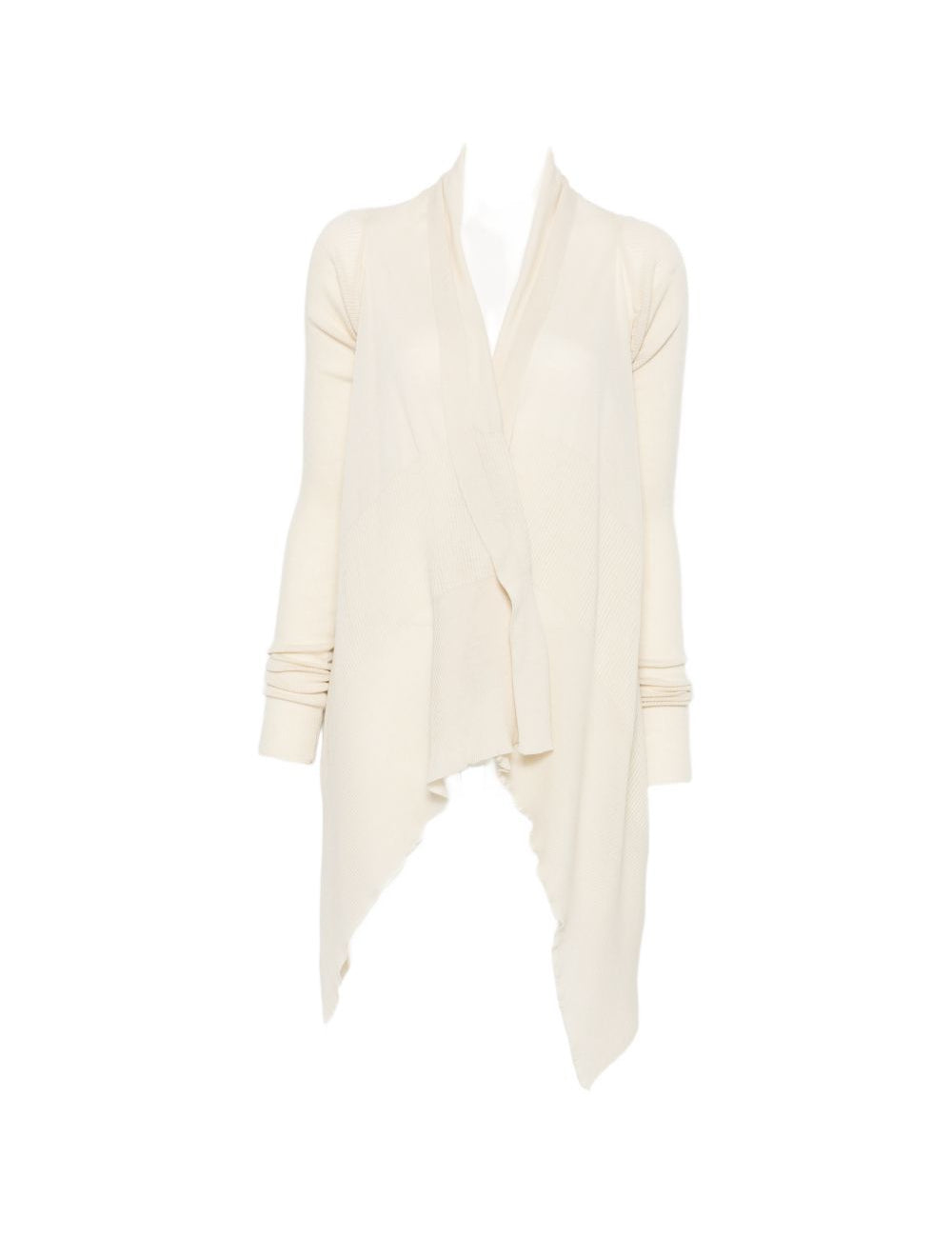 Cardigan con orlo asimmetrico in beige 