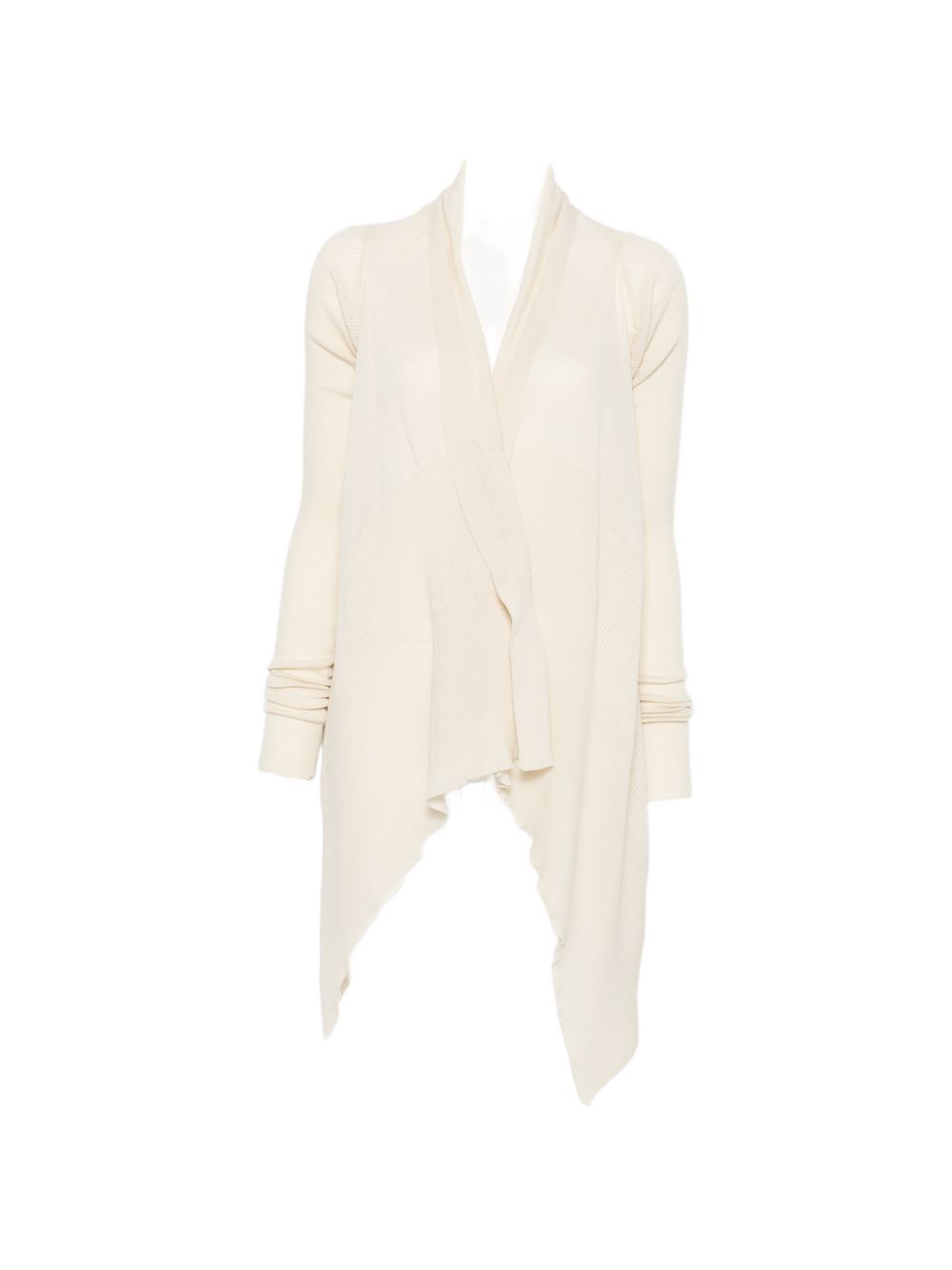 Cardigan con orlo asimmetrico in beige 
