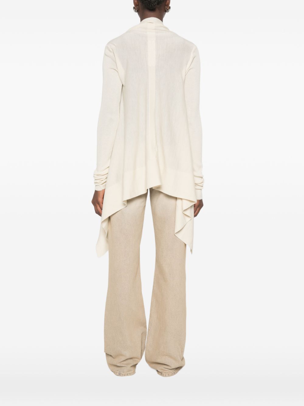 Cardigan con orlo asimmetrico in beige 