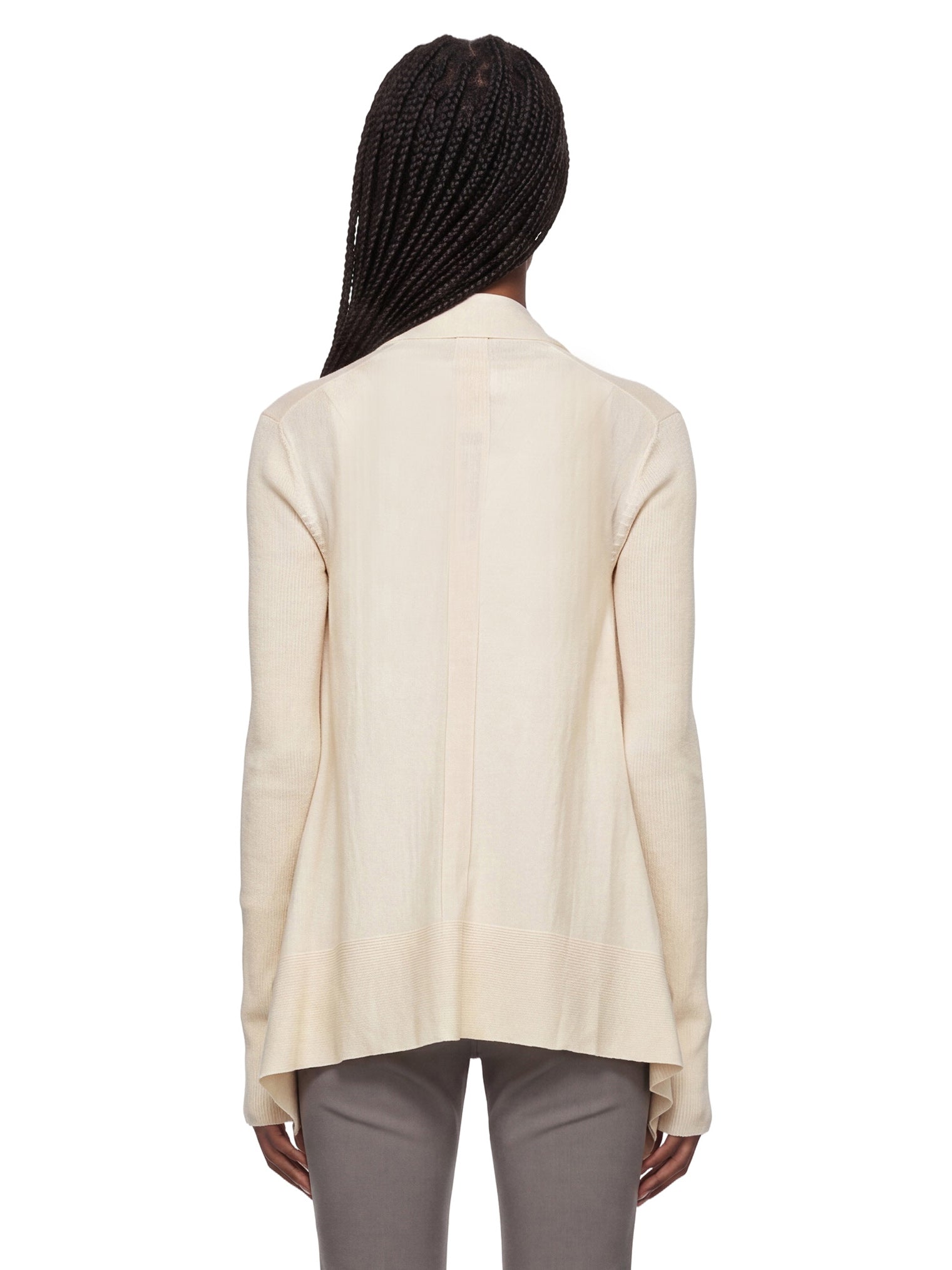 Cardigan con orlo asimmetrico in avorio 