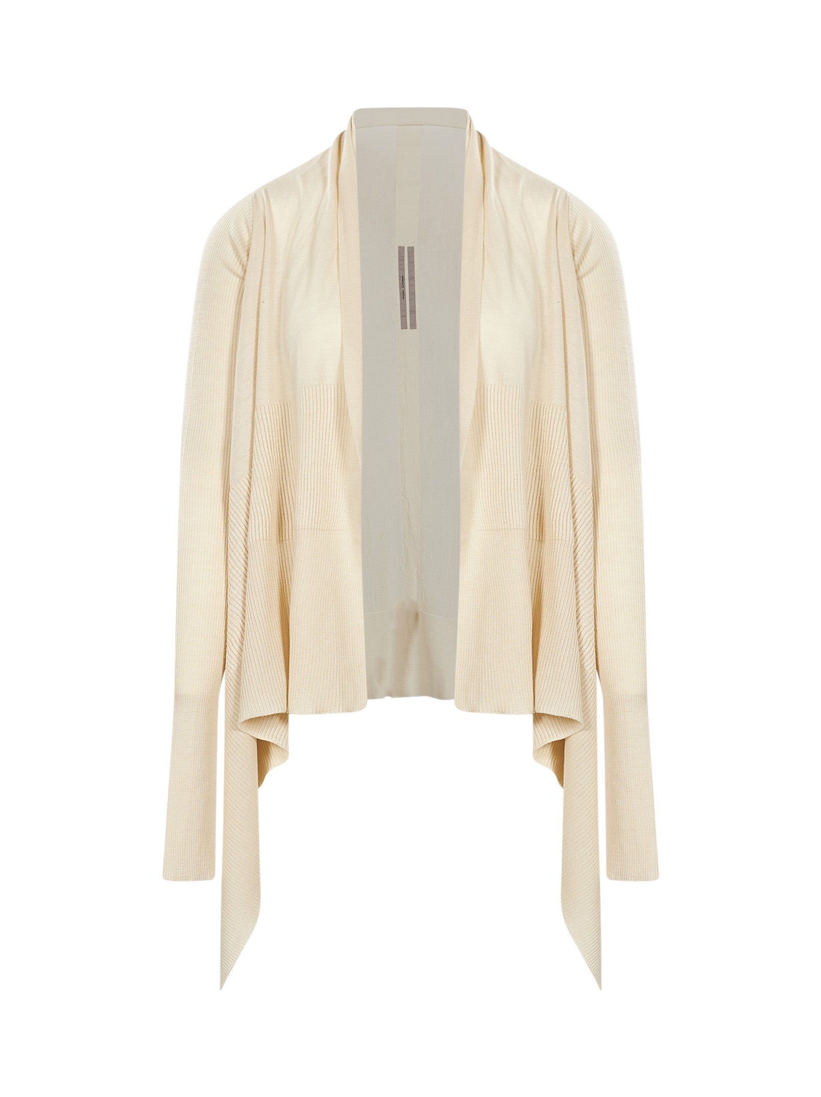Cardigan con orlo asimmetrico in avorio 