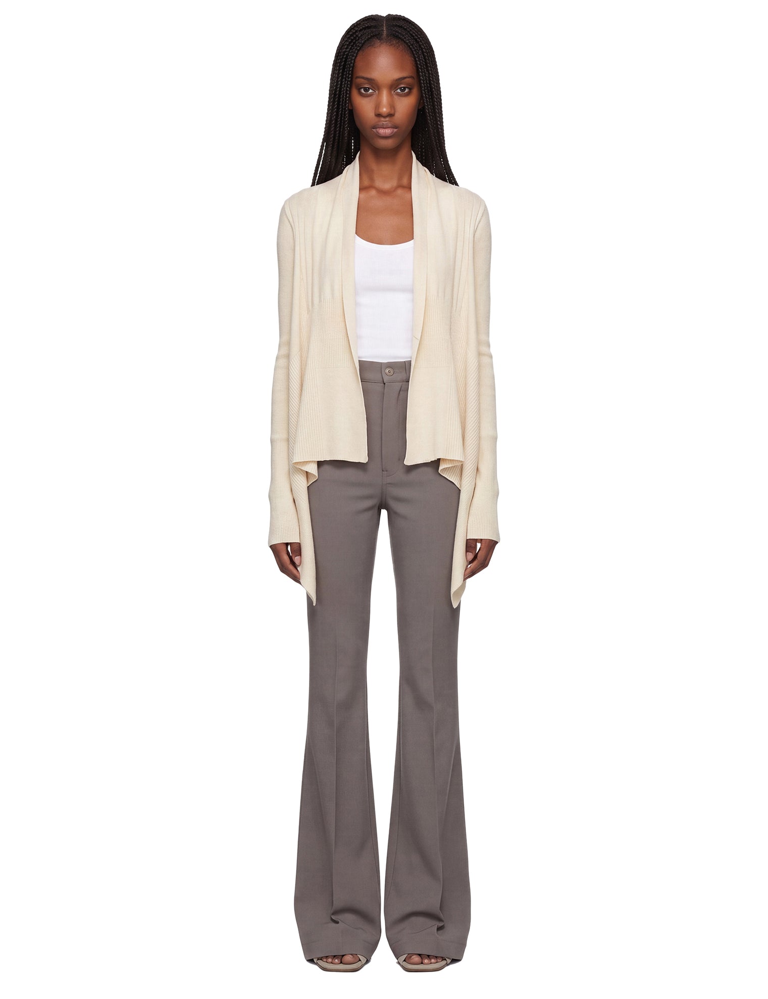 Cardigan con orlo asimmetrico in avorio 