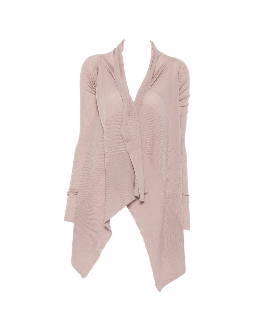 Cardigan con orlo asimmetrico in rosa 