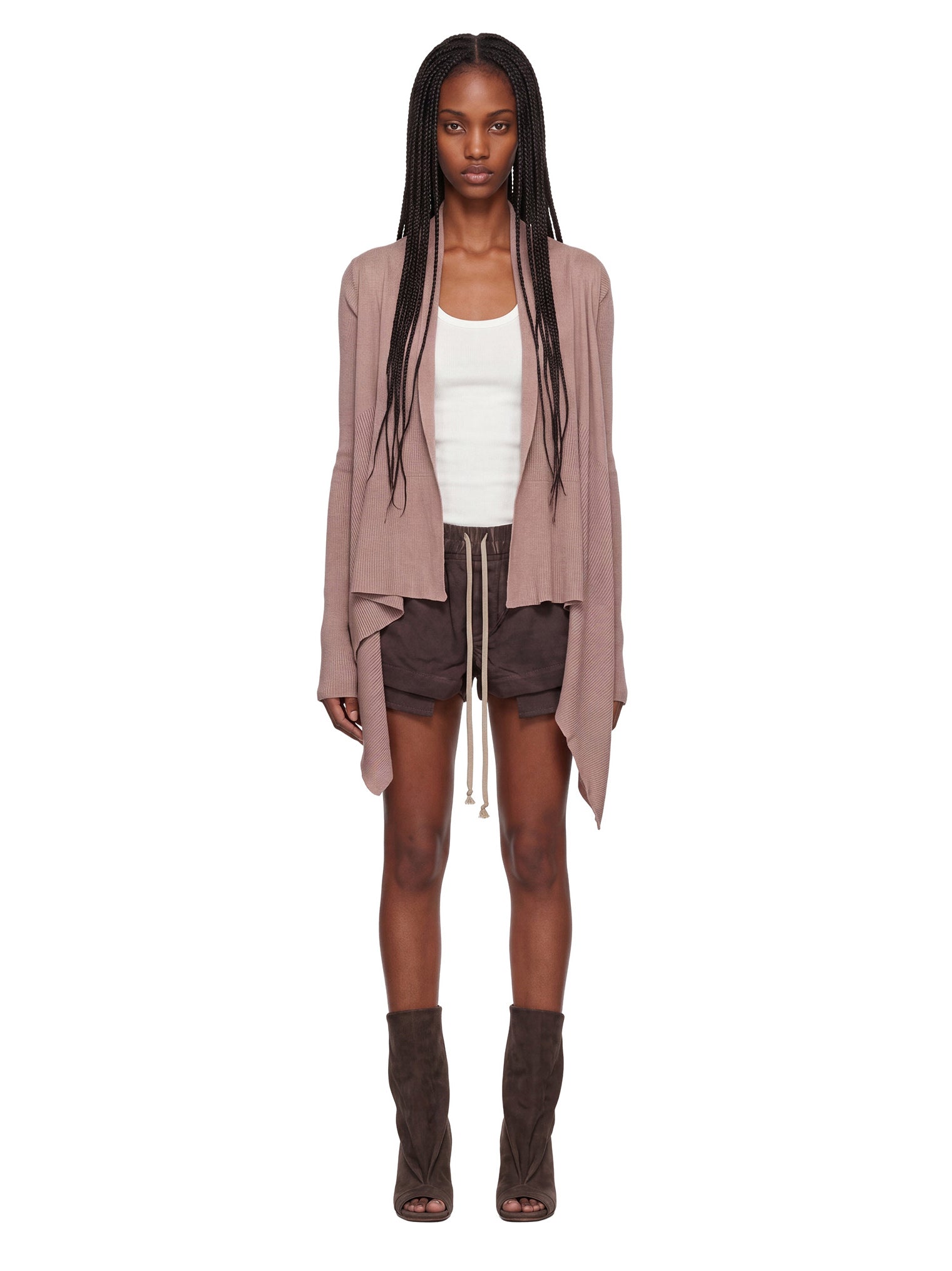 Cardigan con orlo asimmetrico in rosa 